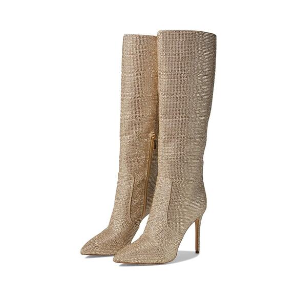 Michael Michael Kors Rue Stiletto Crystals Boots Size 11 Pale Gold NWT - Picture 1 of 4